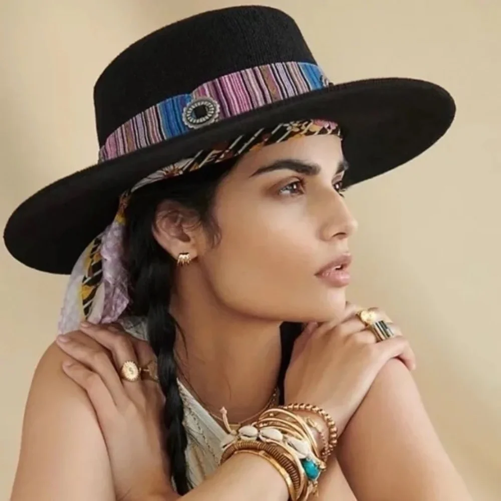 NWT Anthropologie Wyeth Western Trimmed Boater Hat